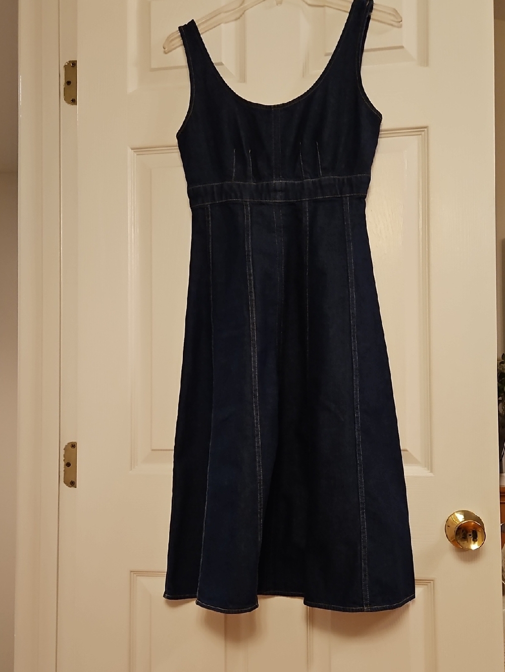 Banana Republic Dark Blue Denim Midi Dress - Scoop Neck